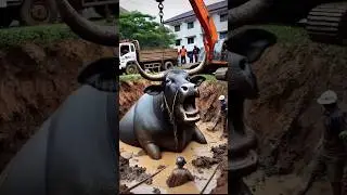 Massive Buffalo Rescued from Mud Pit | Real-Life Animal Rescue
