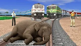 SLEEPING ELEPHANT VS TRAIN || Stops The Train || BeamNG.Drive &ndash; Train simulator || Funny 3D Animals