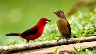 Fueguero Escarlata o Sangretoro Brasile&ntilde;o Cantando Sonido para Llamar El Mejor