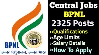 BPNL Recruitment 2021 | Central Govt Job Notification | BPNL Vacancy @StateZob1987
