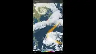 Typhoon Dolphin animated satellite cloud cover, track and projected path, affected areas