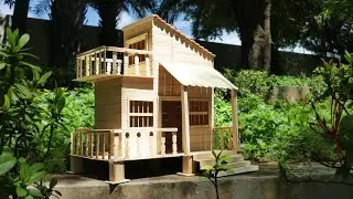 Como fazer uma bela cabana usando palitos de picolé -  projeto escolar -   casa dos sonhos # 33