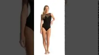 Longitude Overlay Mesh High Neck One Piece Swimsuit | SwimOutlet.com
