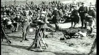 Elements of British Norfolk Regiment during World War I in France. HD Stock Footage