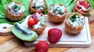 3 Easy Crispy Appetizers | Fruit, Mushroom, Cheese & Chicken Fillings