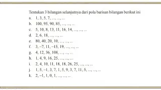 Tentukan 3 bilangan selanjutnya dari pola barisan bilangan berikut ini