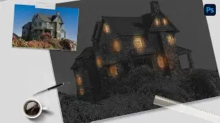 Line art in photoshop for architecture sketch |  Sketch effect photoshop | Drawing in Photoshop