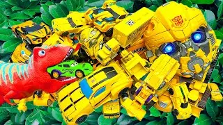 Amazing Yellow Transformers CAR Toy with BUMBLEBEE TOBOT CARBOT DINOSAUR (Animation) Robot Superhero