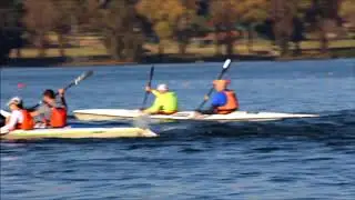 K2 and K3 paddlers set off in the Victoria Lake Canoe Club&rsquo;s VLC Flat Race