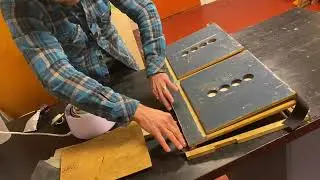 Cutting fabric and making hinges of bellows