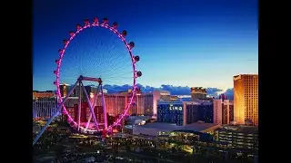 [4K] Las Vegas High Roller Ride, Night Top View, Las Vegas, USA.....