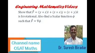 Example Irrotational vector |Vector differentiation|18MAT21|dot and cross product|CGAT Maths|VTU|PDA