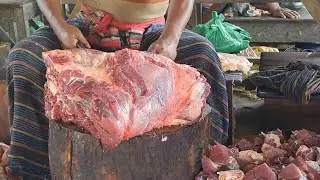 Awesome  neek meat  cutting process knife a skill butcher  job ll