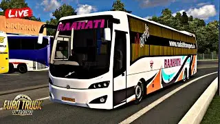 RAAHATH TRAVELS ETS2 LIVE VOLVO AC SLeeper Bus Driving With Steering Wheel #shortslive