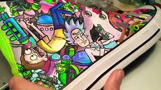 Rick and Morty custom Converse hand painted