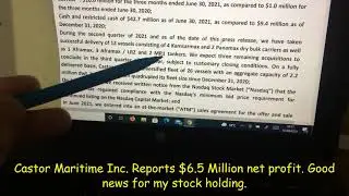 Castor Maritime CTRM Reports $6 5 Mi net profit
