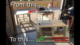Built-in table saw with miter saw storage | DIY woodworking