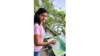 Watercolour painting | Sangram Sagar Lake Jabalpur | Landscape Painting using Watercolours #shorts