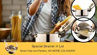 Cyrder Stainless Steel Pasta Pot- Induction Pasta Pot with Strainer