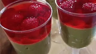 keto recipe for matcha green tea custard mousse cups.