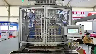 stick sachet packing machine multilanes integrated with boxing cartoner in Exhibition