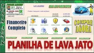 PLANILHA LAVA JATO, SISTEMA FINANCEIRO  CAIXA, RECEBER, SERVIÇOS, CLIENTES, COMISSÕES R$ 140,00.
