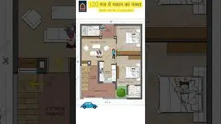 120 Gajj me 2 Bedroom ka Naksha | 2BHK House Plan | 30 by 36 Feet House Plan #houseplan #viral