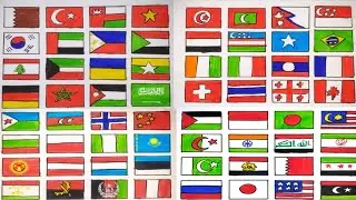 World 64 Most Popular Countries Flag drawing Tutorial/Flag drawing