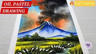 I turned Mount Fuji into a VOLCANO! 🌋 Oil Pastel Tutorial | Art Exotic