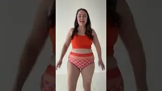 Maven Mid Rise Bottoms in Throwback Check Swim Try On | Aimee is 5&rsquo;7&rdquo;, 36DD, size 10/12, 175lbs