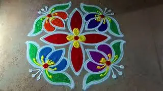 Simple design friday flowers kolam5*1 ugathi special rangoli kolam pandaga muggulu @KanishCreatives