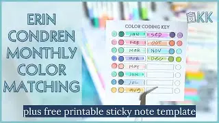 Erin Condren Monthly Color Matching Free Printable Color Coding Key Sticky Notes Highlighter & Dots