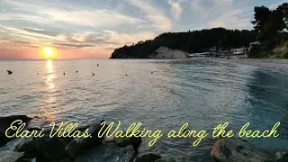 Walking along the beach.  Elani Villas. Kassandra, Halkidiki, Greece. Relax.