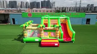 Embark on a Wild Adventure: Jungle-Themed Inflatable Fun City! 🌴🦁 T6-328