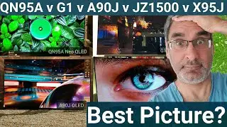 UK showroom demo of QN95A v G1 v A90J v JZ1500B v X95J | Neo QLED v OLED v FALD picture quality