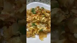Mexican migas (scrambled eggs and tortillas) #breakfast #cooking #mexicanfood