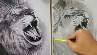 Рисунок льва в продвинутом стиле.