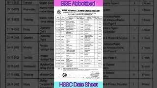 Intermediate Date Sheet 2025 Abbottabad Board | HSSC Part 1 & 2 Annual-II Exams Full Details