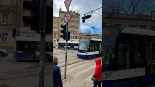 &Scaron;koda 15T tram leaving the depot backwards 🇱🇻