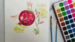 How to draw pomegranate #art #painting #viral #drawing #watercolor #artist #viralvideo #ideas #art 