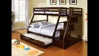 CM-BK611EX Ellington dark walnut finish wood twin over full bunk bed with staircase end with storage