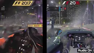 F1 2017 VS F1 2016 (McLaren, Wet Conditions, Singapore) [1080p60FPS]