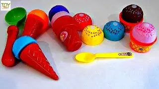 TOY ICE CREAM, LEARN COLORS, & NUMBERS WITH VELCRO FOOD