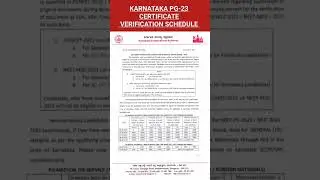Karnataka NEET PG-23| Certificate Verification Schedule Released 🔥