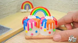 Rainbow twin cake 🌈 Delicious miniature rainbow cake recipe ASMR