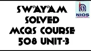 SWAYAM MCQ  508 UNIT 3