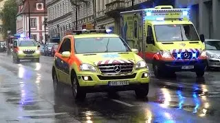 Prague, Czech Rep., EMS transporting/ escorting with EMS supervisor, doctor car & ambulance [3.2014]