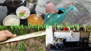 VIDA NA RO&Ccedil;A 🌼 PREPAREI ALMO&Ccedil;O PARA OS TRABALHADORES-COLHI ING&Aacute;-REGUEI O COENTRO +LAVEI AS LOU&Ccedil;AS 