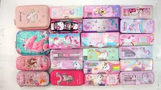 best cute pink stationery girls collection 📚 geometry,hello kitty,pencil box,sharpener,eraser