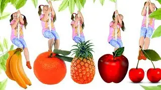 Learn Fruits with Five Little Babies Jumping On The Tree Educational Videos Good Song for kids